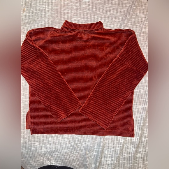 Madewell Texture & Thread Rust Corduroy Mock Neck Top Size S - Picture 6 of 8